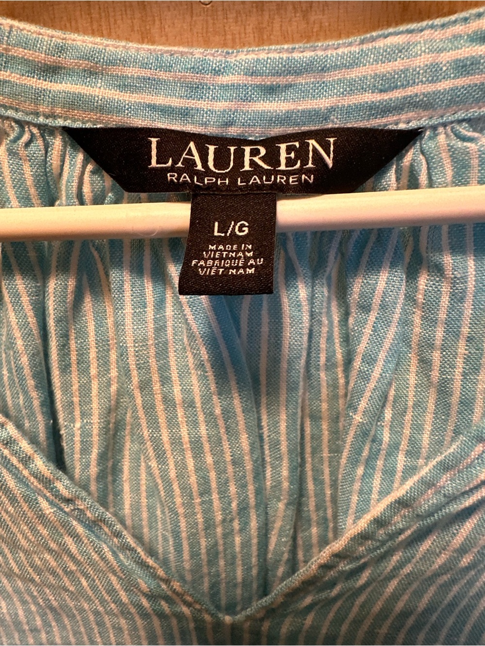 Lauren Ralph Lauren Blue & White Vertical Stripe Blouse